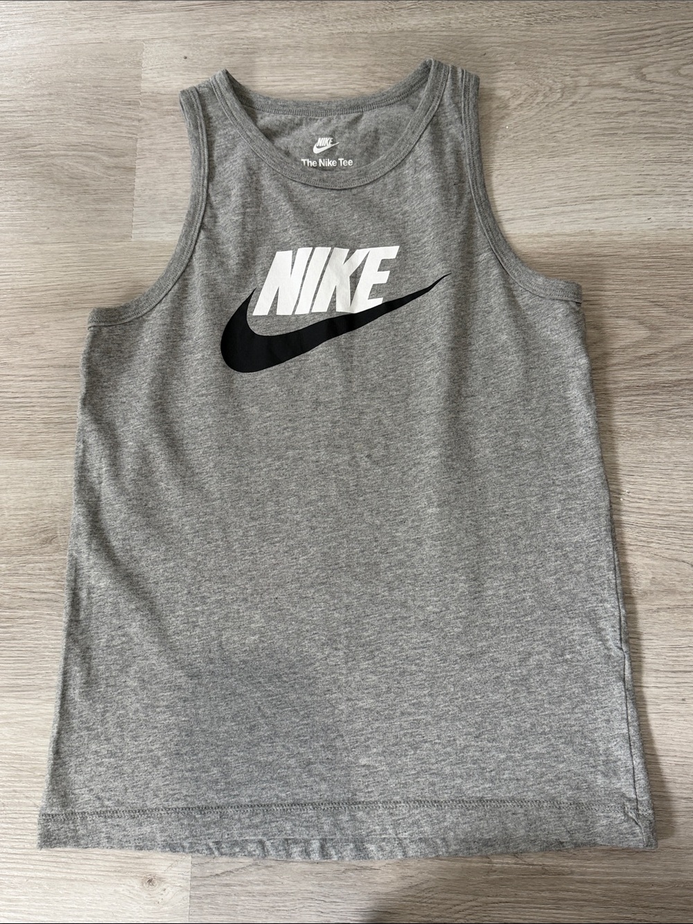 Nike Boys' L Gray Tank with White & Black Logo